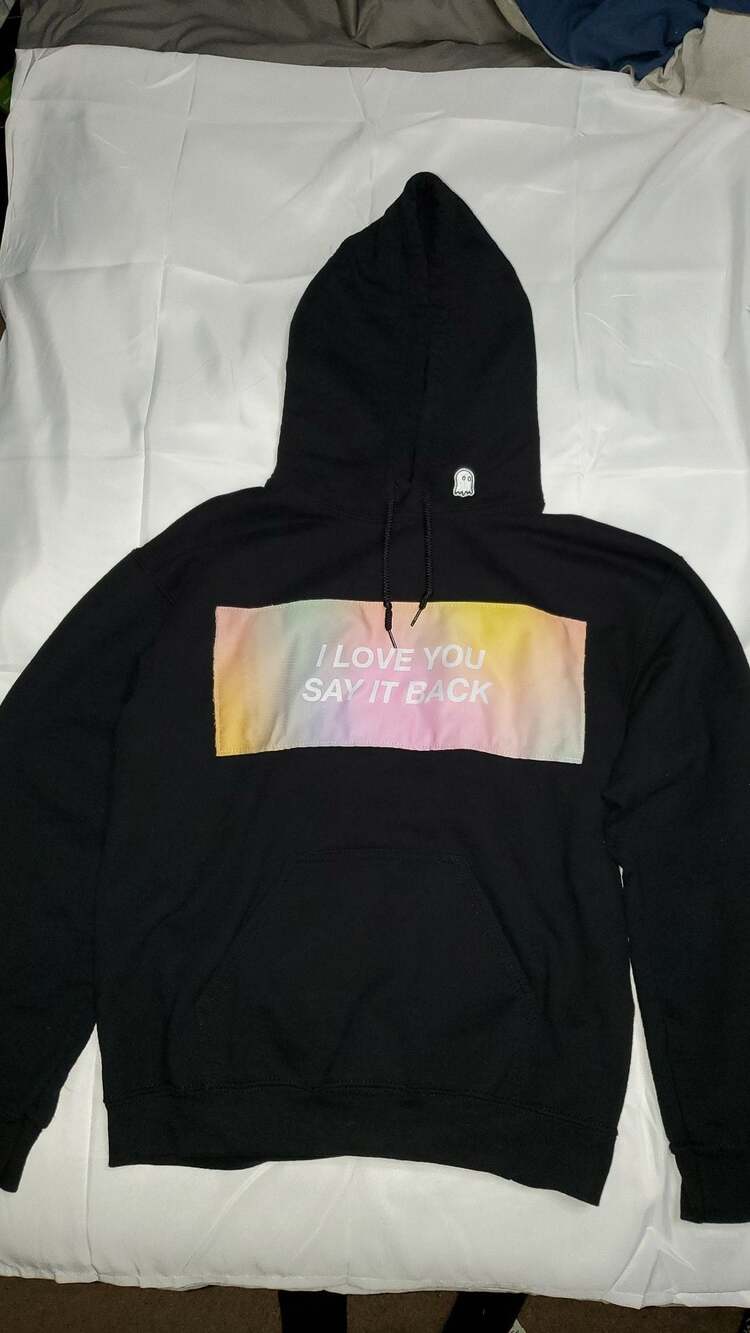 Lonely Ghost I Love You Say It Back Rainbow Patch Hoodie